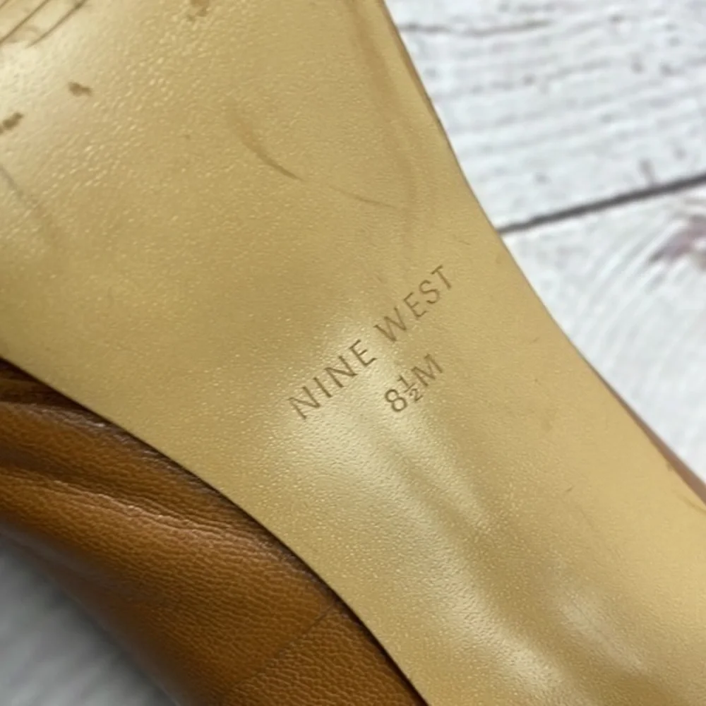 UEC Nine West platform tan loafer leather heels size 8.5